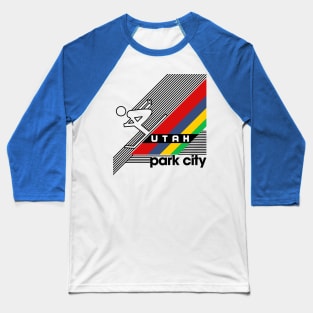 Park City Utah Retro 70s Style Skiing Baseball T-Shirt